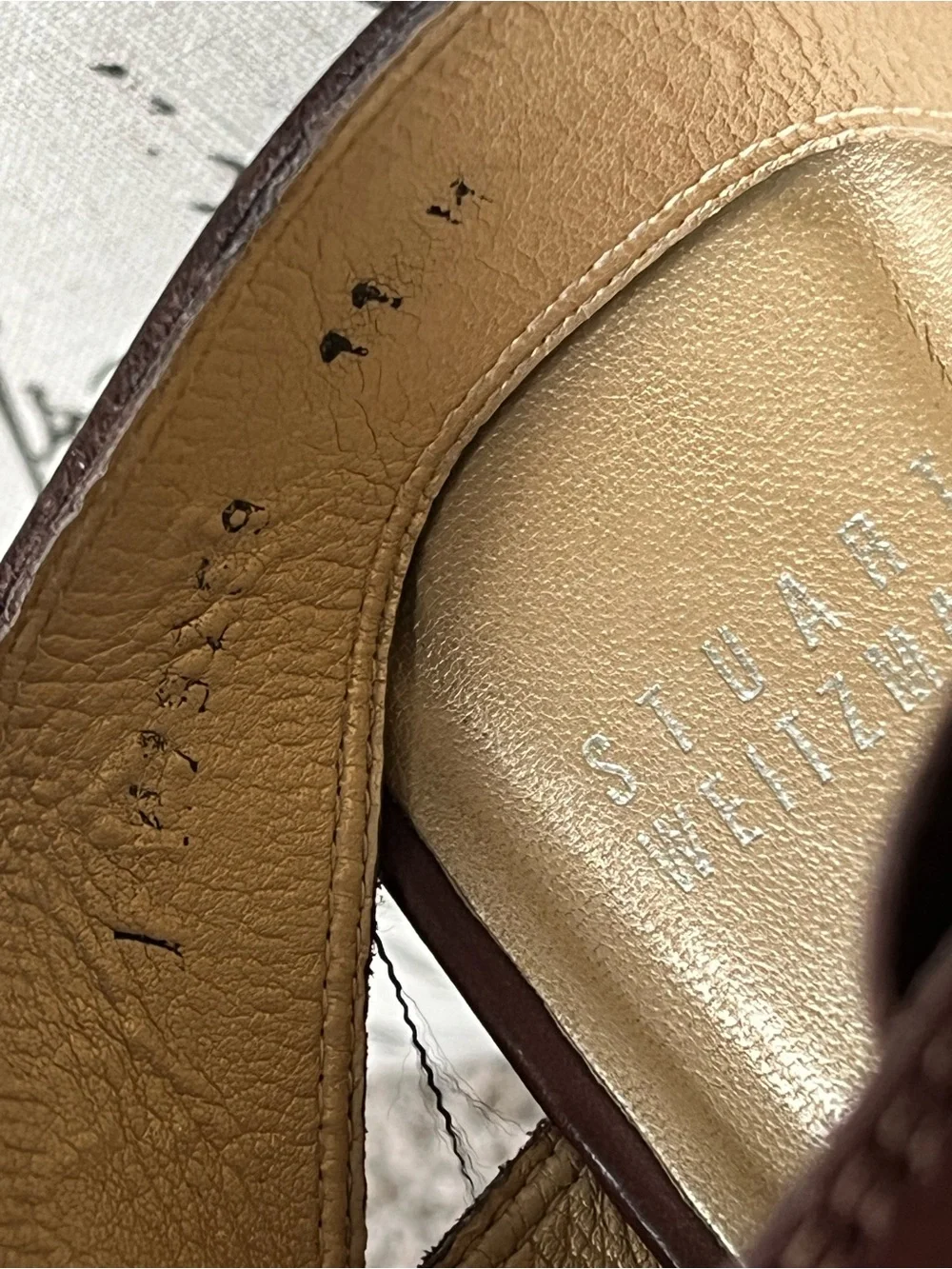 Stuart Weitzman Cognac Brown Leather Espadrille Wedge Sandals. Size 11 - Picture 3 of 16
